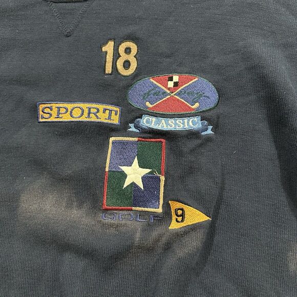 VTG Cotton Traders Sport Sweater‎ Pullover Men Large Navy Blue Colorblock READ - Picture 4 of 7